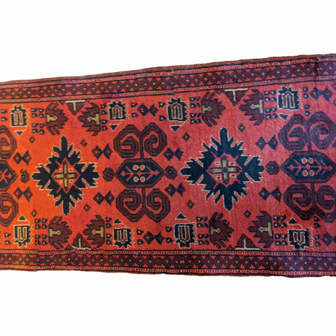 148 x 52 cm Afghan Khan Tribal Red Rug - Rugmaster
