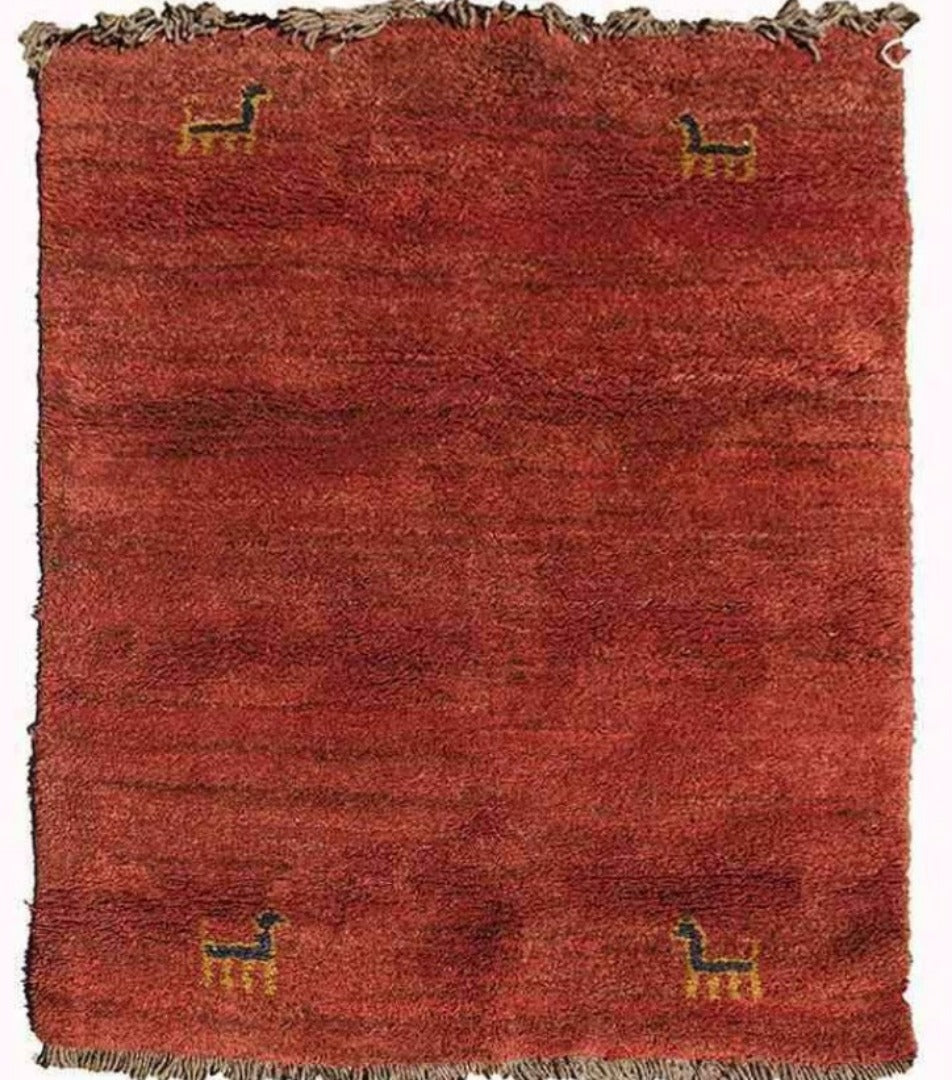 149 x 115 cm Nomadic Persian Gabbeh Tribal Red Rug - Rugoutlet