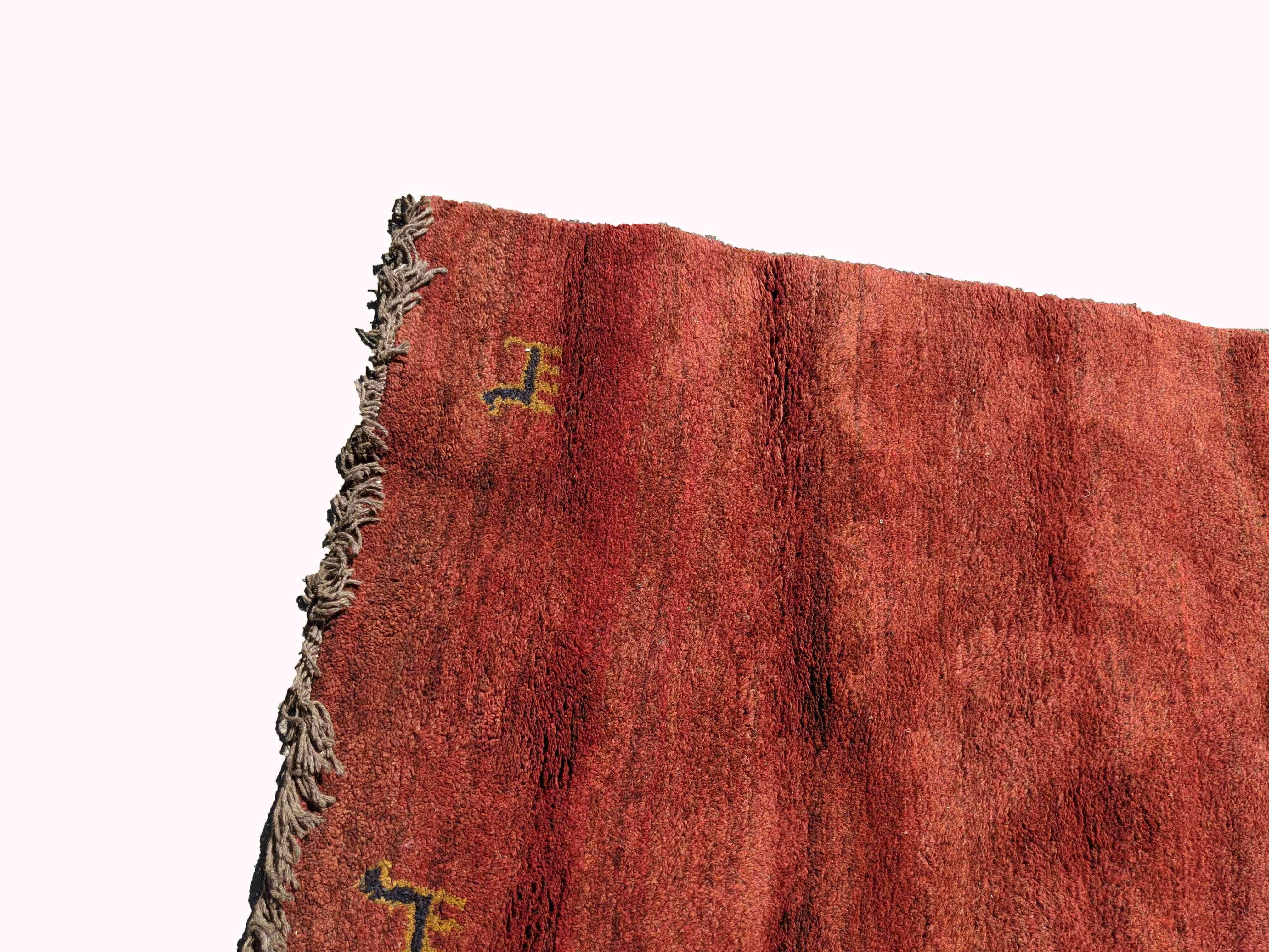 149 x 115 cm Nomadic Persian Gabbeh Tribal Red Rug - Rugoutlet