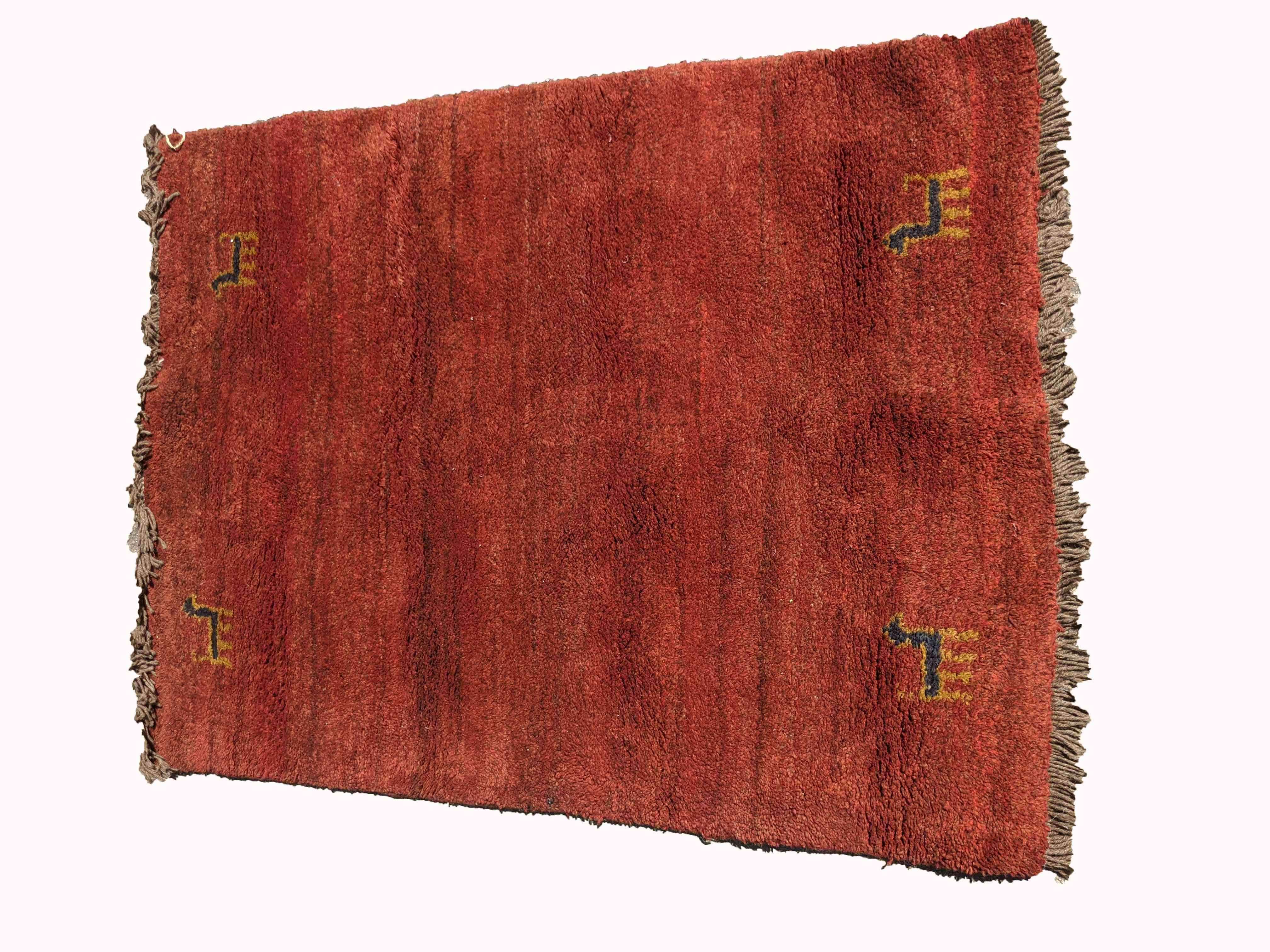 149 x 115 cm Nomadic Persian Gabbeh Tribal Red Rug - Rugoutlet