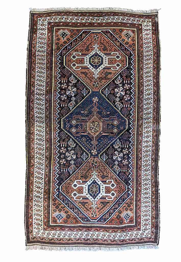 149 x 94 cm Old Shiraz Tribal Blue Rug - Rugmaster