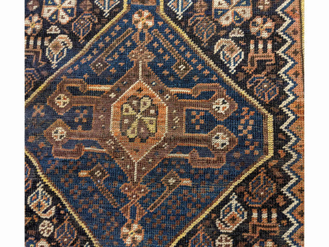 149 x 94 cm Old Shiraz Tribal Blue Rug - Rugoutlet