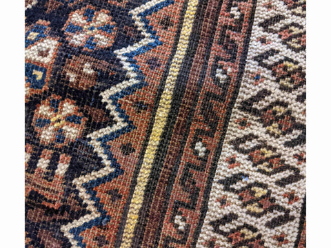 149 x 94 cm Old Shiraz Tribal Blue Rug - Rugoutlet