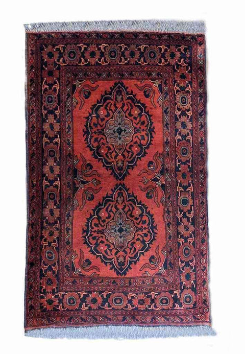 150 x 100 cm Afghan Khan Red Pattern Tribal Red Small Rug - Rugoutlet