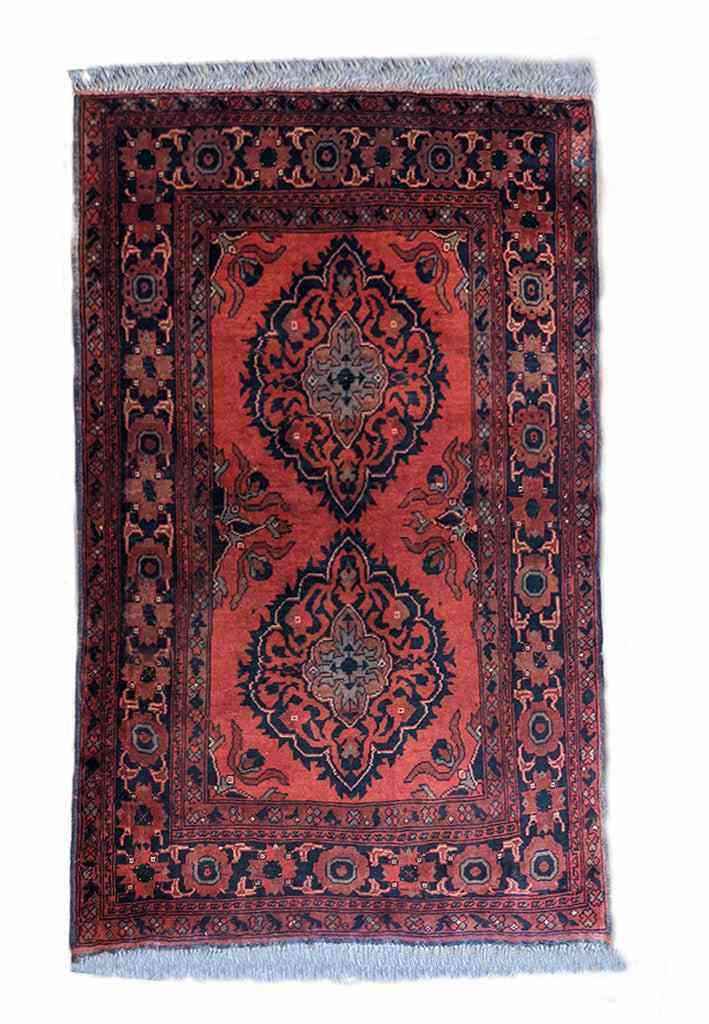 150 x 100 cm Afghan Khan Red Pattern Tribal Red Small Rug - Rugmaster