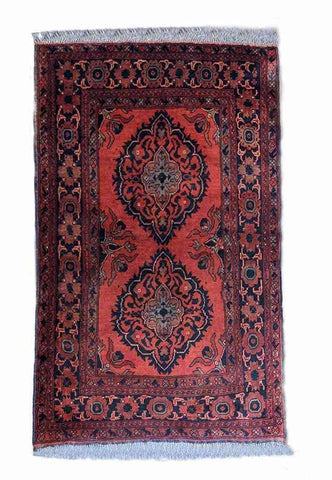150 x 100 cm Afghan Khan Red Pattern Tribal Red Small Rug - Rugoutlet