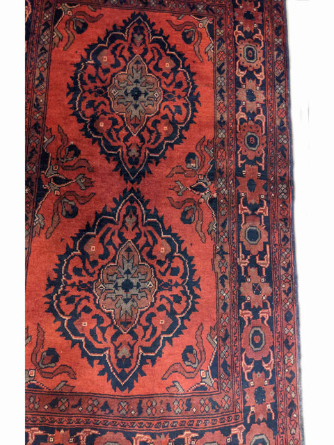 150 x 100 cm Afghan Khan Red Pattern Tribal Red Small Rug - Rugoutlet