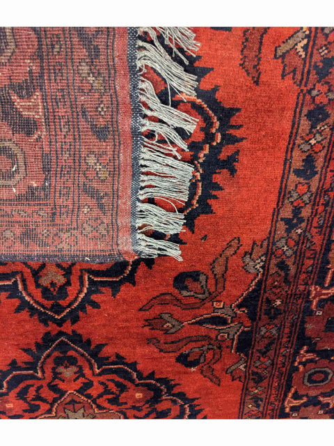150 x 100 cm Afghan Khan Red Pattern Tribal Red Small Rug - Rugoutlet