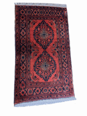 150 x 100 cm Afghan Khan Red Pattern Tribal Red Small Rug - Rugoutlet