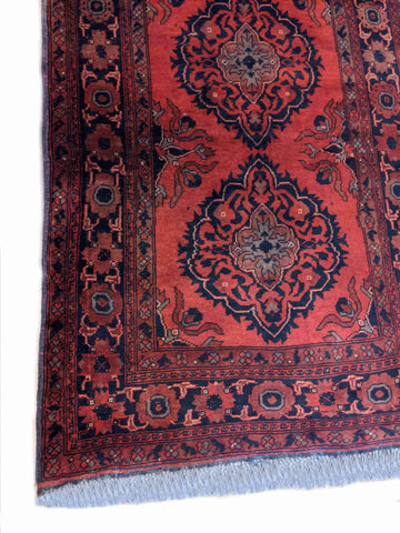 150 x 100 cm Afghan Khan Red Pattern Tribal Red Small Rug - Rugoutlet