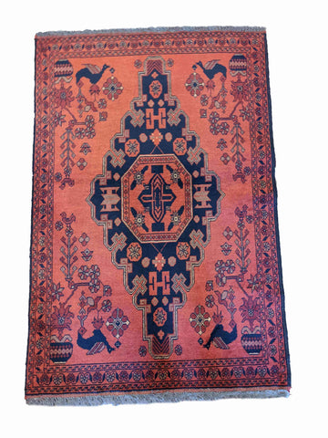 150 x 100 cm Afghan Khan Tribal Terracotta Small Rug - Rugoutlet