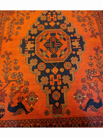 150 x 100 cm Afghan Khan Tribal Terracotta Small Rug - Rugoutlet