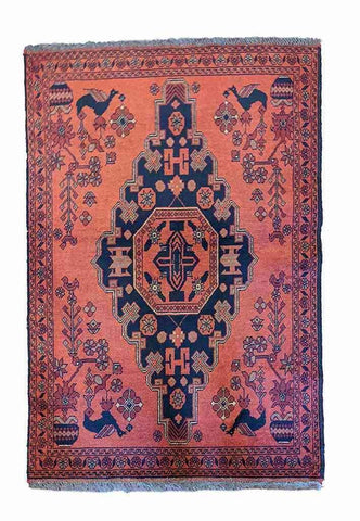 150 x 100 cm Afghan Khan Tribal Terracotta Small Rug - Rugoutlet