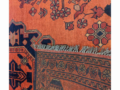 150 x 100 cm Afghan Khan Tribal Terracotta Small Rug - Rugoutlet