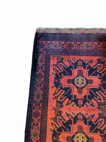 150 x 100 cm Khan Mohammadi Traditional Terracotta Rug - Rugoutlet