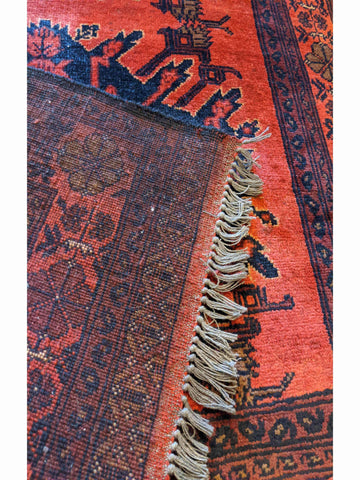 150 x 100 cm Khan Mohammadi Traditional Terracotta Rug - Rugoutlet