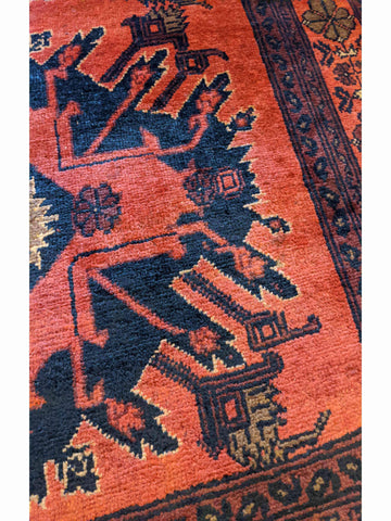 150 x 100 cm Khan Mohammadi Traditional Terracotta Rug - Rugoutlet