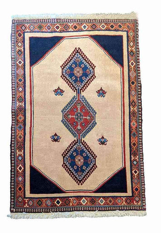150 x 100 cm Yalameh Tribal White Rug - Rugoutlet