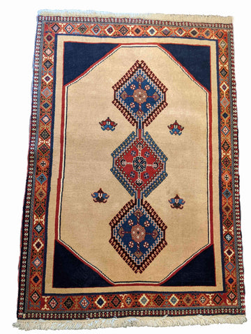 150 x 100 cm Yalameh Tribal White Rug - Rugoutlet