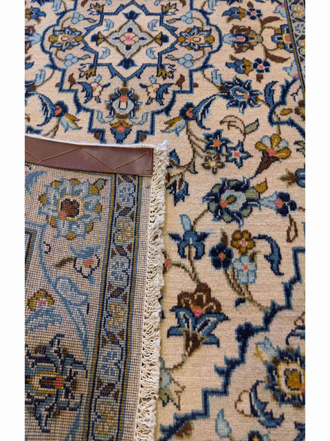 150 x 101 cm Kashan Traditional Blue Rug - Rugoutlet