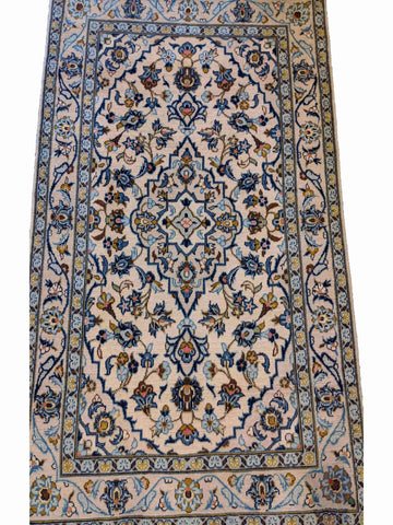 150 x 101 cm Kashan Traditional Blue Rug - Rugoutlet