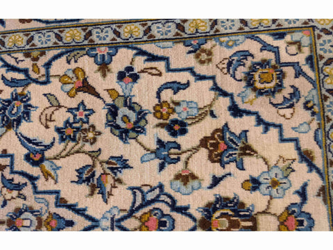 150 x 101 cm Kashan Traditional Blue Rug - Rugoutlet