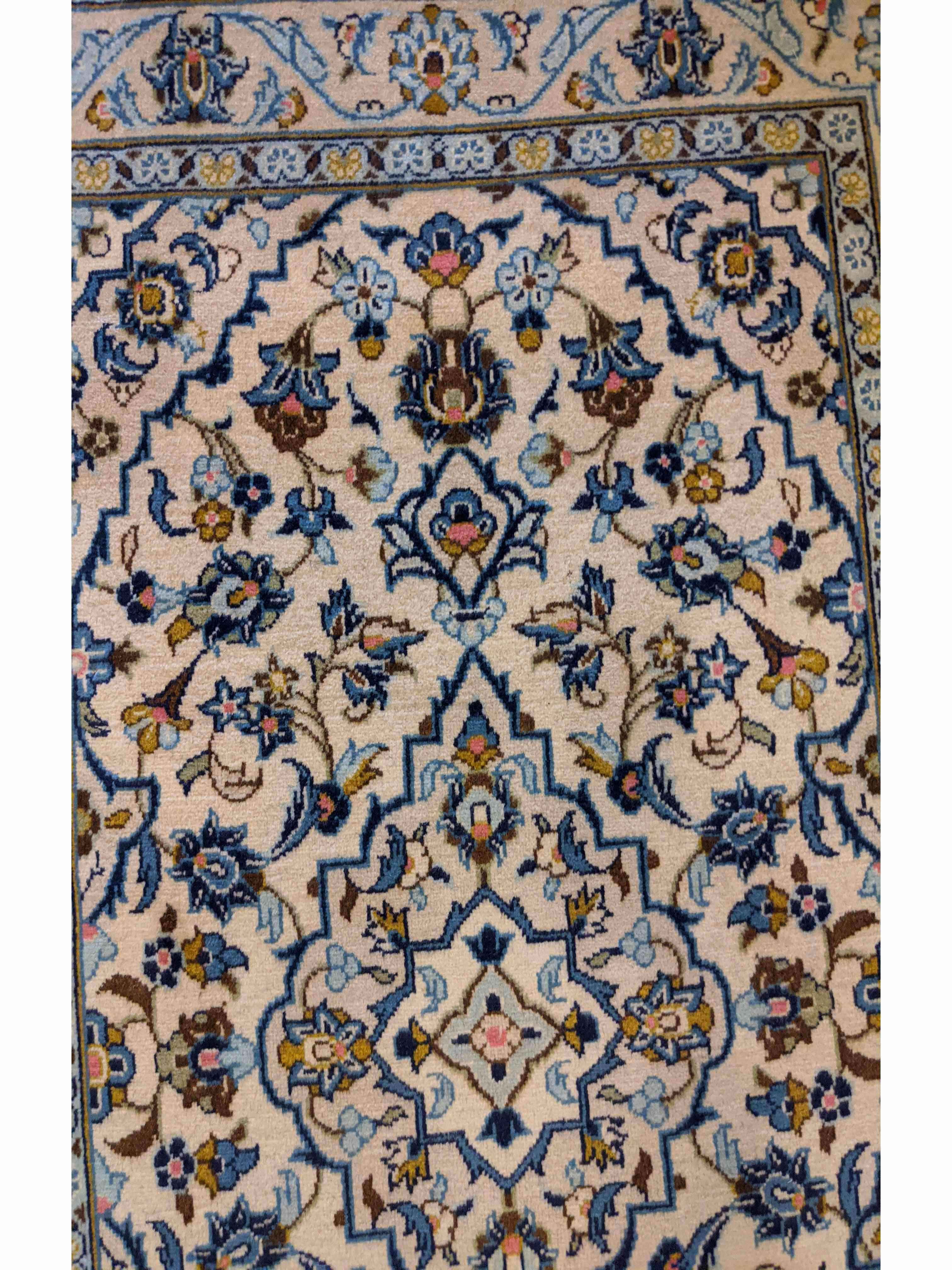 150 x 101 cm Kashan Traditional Blue Rug - Rugmaster