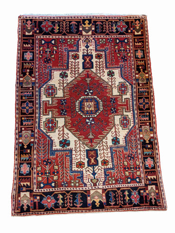 150 x 102 cm Persian Hamadan Traditional Red Rug - Rugoutlet