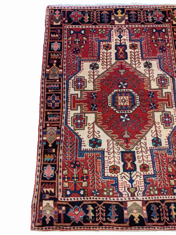 150 x 102 cm Persian Hamadan Traditional Red Rug - Rugoutlet