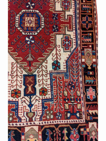 150 x 102 cm Persian Hamadan Traditional Red Rug - Rugoutlet