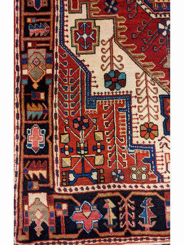 150 x 102 cm Persian Hamadan Traditional Red Rug - Rugoutlet