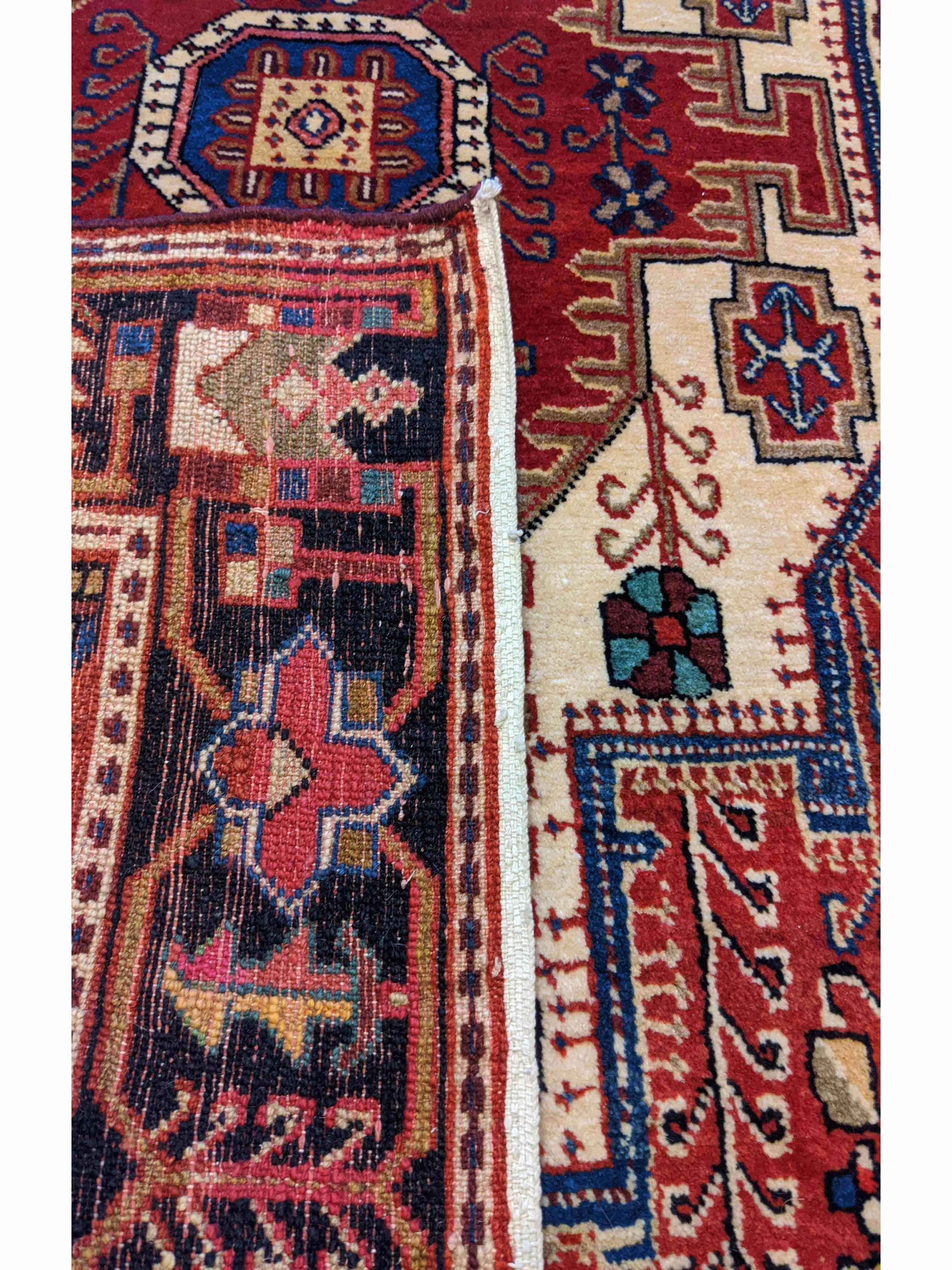 150 x 102 cm Persian Hamadan Traditional Red Rug - Rugmaster