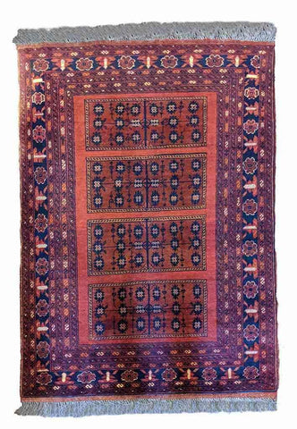 150 x 103 cm Afghan Khan Tribal Terracotta Rug - Rugoutlet