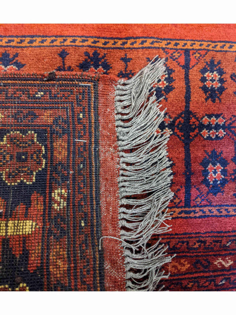 150 x 103 cm Afghan Khan Tribal Terracotta Rug - Rugoutlet