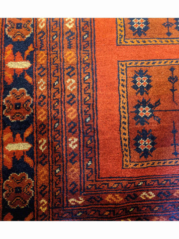 150 x 103 cm Afghan Khan Tribal Terracotta Rug - Rugoutlet