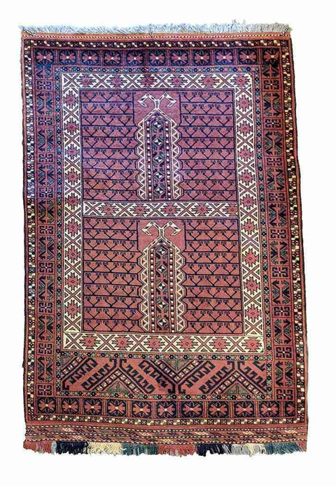 150 x 103 cm fine afghan Hachlu Tribal Terracotta Rug - Rugoutlet