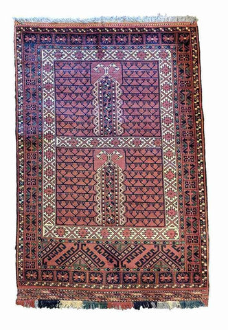 150 x 103 cm fine afghan Hachlu Tribal Terracotta Rug - Rugoutlet