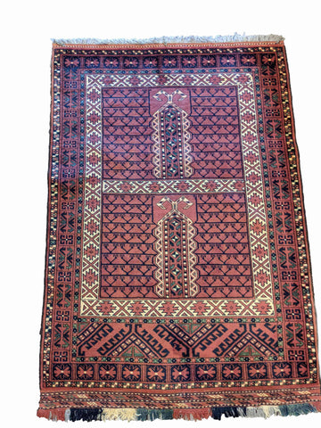 150 x 103 cm fine afghan Hachlu Tribal Terracotta Rug - Rugoutlet