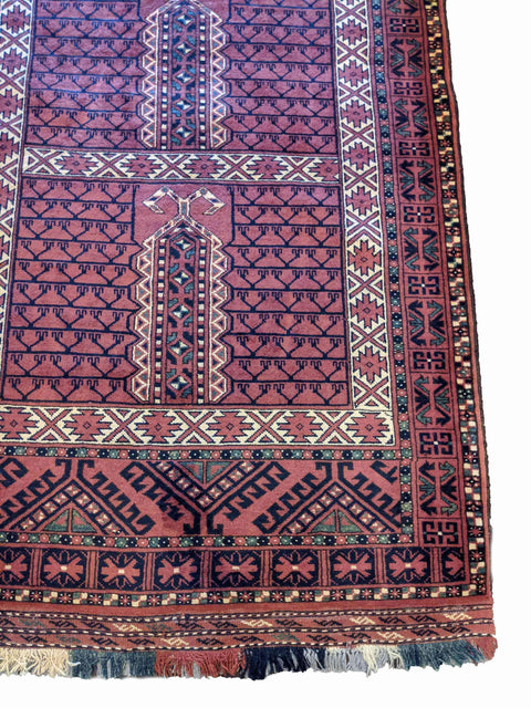 150 x 103 cm fine afghan Hachlu Tribal Terracotta Rug - Rugoutlet