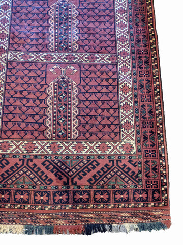 150 x 103 cm fine afghan Hachlu Tribal Terracotta Rug - Rugoutlet