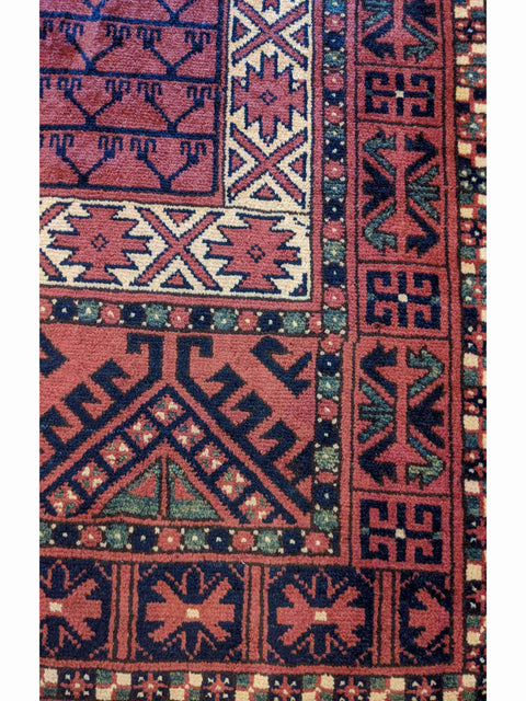 150 x 103 cm fine afghan Hachlu Tribal Terracotta Rug - Rugoutlet