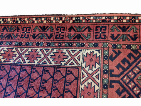 150 x 103 cm fine afghan Hachlu Tribal Terracotta Rug - Rugoutlet