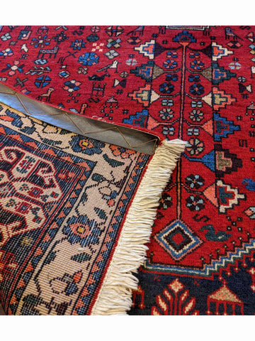 150 x 105 cm Abbadeh Persian Gabbeh Geometric Geometric Red Small Rug - Rugoutlet