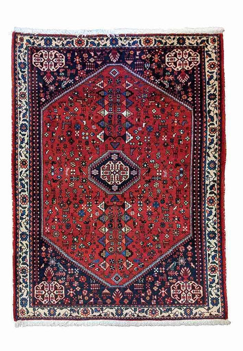 150 x 105 cm Abbadeh Persian Gabbeh Geometric Geometric Red Small Rug - Rugoutlet