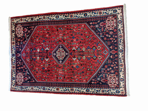 150 x 105 cm Abbadeh Persian Gabbeh Geometric Geometric Red Small Rug - Rugoutlet