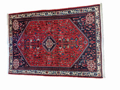 150 x 105 cm Abbadeh Persian Gabbeh Geometric Geometric Red Small Rug - Rugmaster