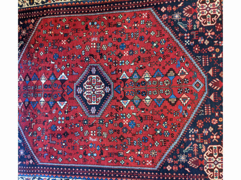 150 x 105 cm Abbadeh Persian Gabbeh Geometric Geometric Red Small Rug - Rugoutlet