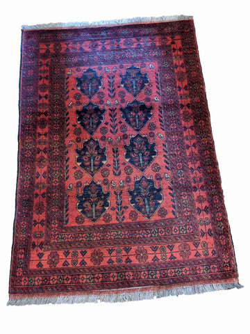 150 x 105 cm Afghan Khan Tribal Red Rug - Rugoutlet