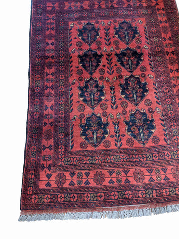 150 x 105 cm Afghan Khan Tribal Red Rug - Rugoutlet