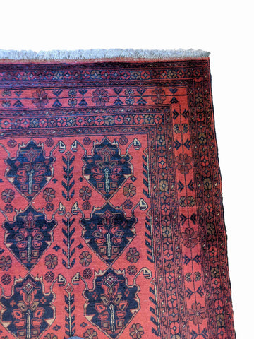 150 x 105 cm Afghan Khan Tribal Red Rug - Rugoutlet